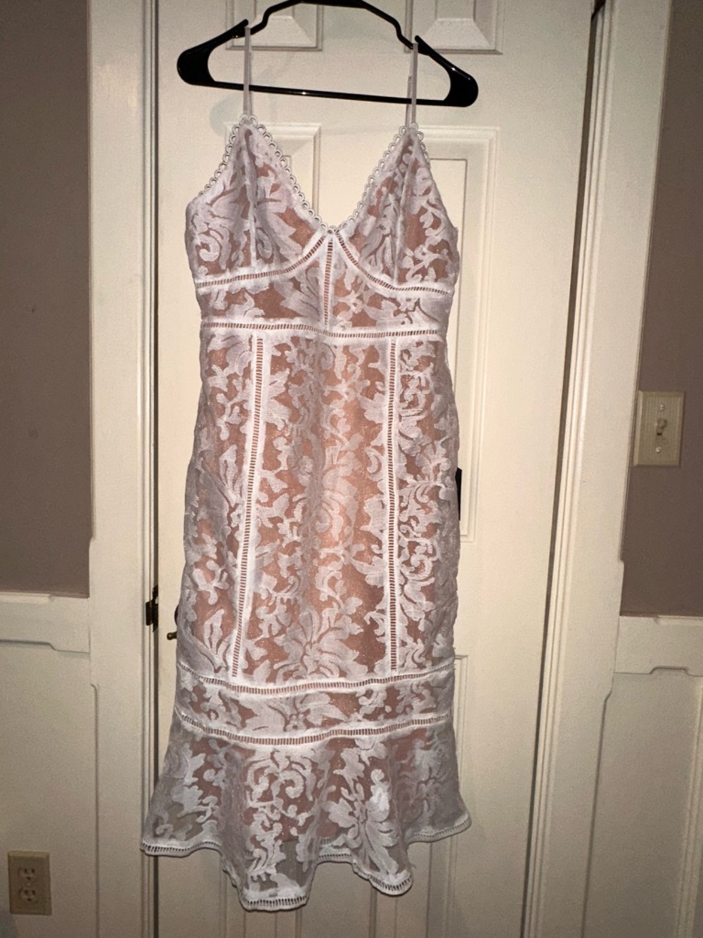 Lulu's White Lace Midi Dress with Floral Appliqué